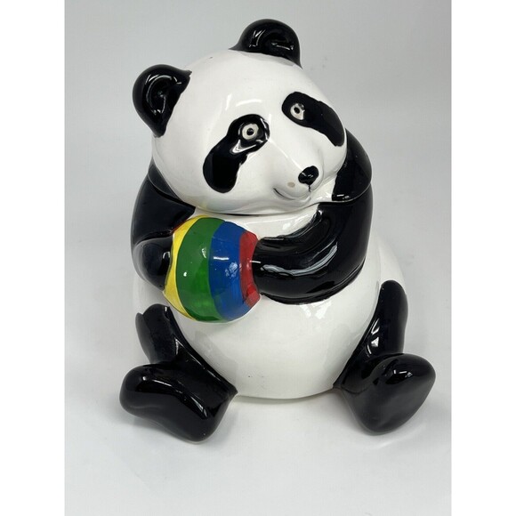 Vintage OCI Omnibus‎ 1983 Fitz & Floyd Panda Small Cookie Jar With Ball - Picture 3 of 15